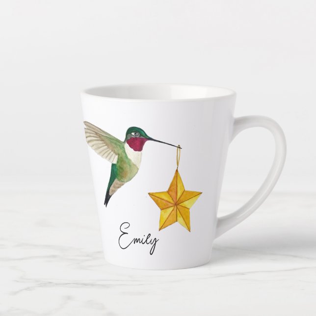 Custom Hummingbirds and Stars Latte Mug (Right)