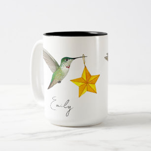 Custom Hummingbirds and Stars Two-Tone Coffee Mug