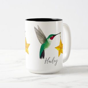 Custom Hummingbirds and Stars Two-Tone Coffee Mug