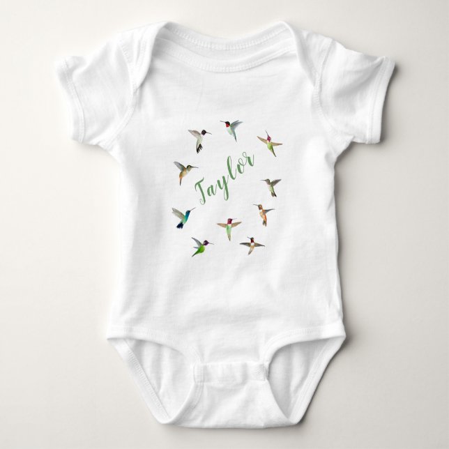 Custom Hummingbirds Baby Bodysuit (Front)