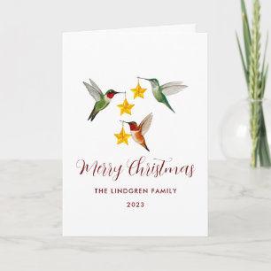 Custom Hummingbirds Merry Christmas  Holiday Card
