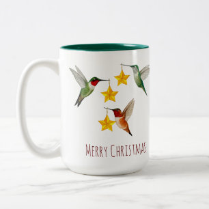 Custom Hummingbirds Merry Christmas  Two-Tone Coffee Mug