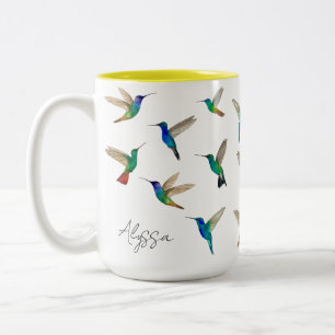Custom hummingbirds Two-Tone coffee mug