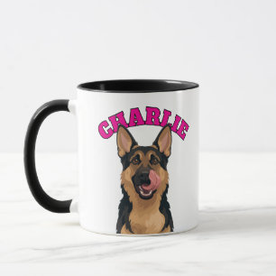 Custom Hungry German Shepherd Illustration Mug
