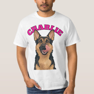 Custom Hungry German Shepherd Illustration T-Shirt