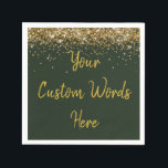 Custom Hunter Green & Gold Glitter Birthday Party Napkin<br><div class="desc">personalised sweet 16 paper napkin,  personalised 1st 15th 16th serviette,  wedding reception cocktail hen do,  quinceanera mis quince for her,  couple rehearsal dinner vow renewal,  daughter bridal shower high school,  son college graduate baby boy,  25th anniversary 30th 40th 50th,  girl bachelorette weekend night 18th,  20th 21st wife husband graduation</div>