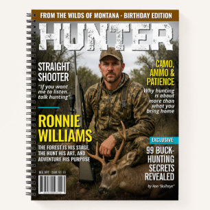 Custom HUNTER Magazine Cover Journal, Hunter Gift Notebook