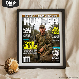 Custom HUNTER Magazine Cover, Personalised Hunting Poster