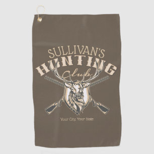 Custom Hunter NAME Deer Trophy Rifle Hunting Club Golf Towel
