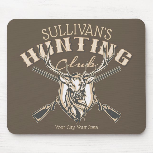 Custom Hunter NAME Deer Trophy Rifle Hunting Club Mouse Mat (Front)