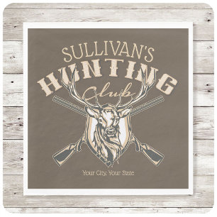 Custom Hunter NAME Deer Trophy Rifle Hunting Club Napkin