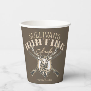 Custom Hunter NAME Deer Trophy Rifle Hunting Club Paper Cups