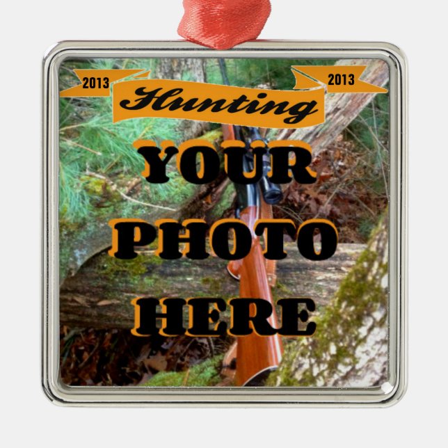 Custom Hunting Photo Keepsake Template Metal Tree Decoration (Front)