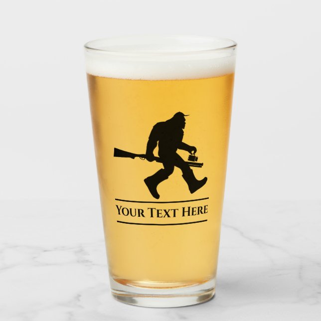 Custom Hunting Sasquatch Funny Beer Glass Tumblr (Front Filled)