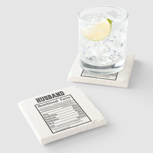 Custom Husband Nutritional Facts Stone Coaster (Side)