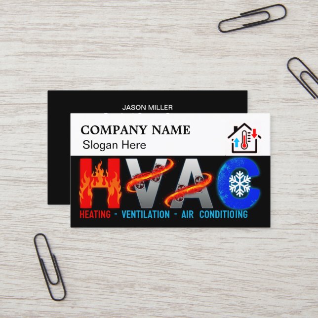 Custom HVAC Business Card with Company Logo slog 2 (Front/Back In Situ)