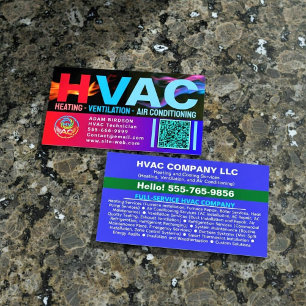 Custom HVAC Company Logo Qr Code   Professional AC Business Card