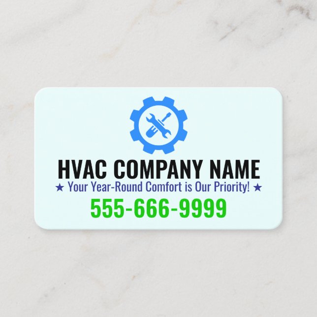 Custom HVAC Logo & Slogan for Heating and Cooling Business Card (Front)