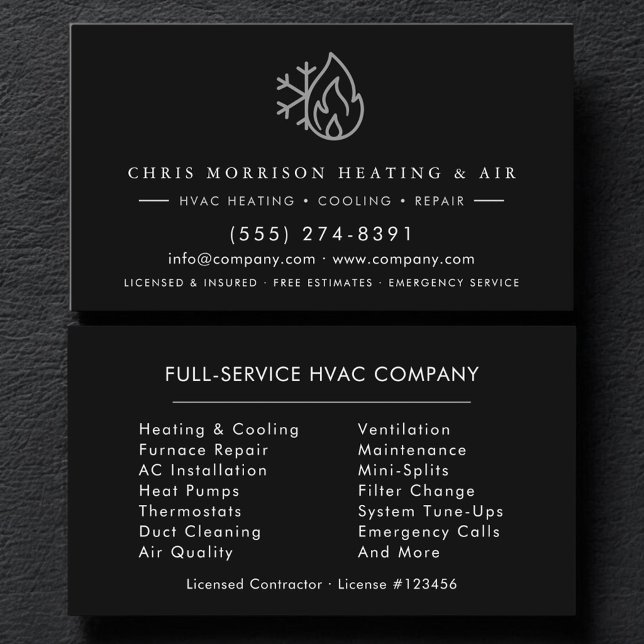 Custom HVAC Services Company Business Card (Creator Uploaded)