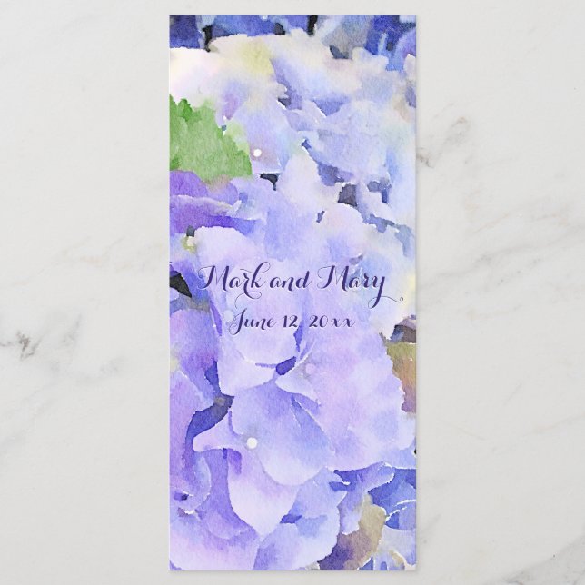 Custom Hydrangea Wedding or Event Menu (Front)