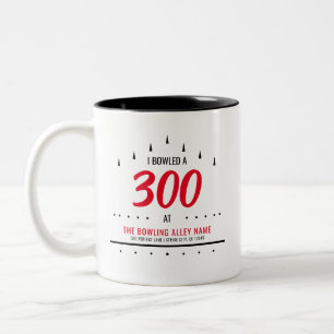 Custom "I BOWLED A 300" Bowling Alley Merch Two-Tone Coffee Mug