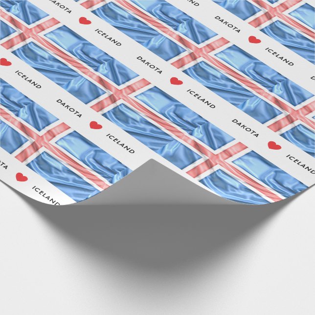 Custom I Heart Flag of Iceland Wrapping Paper (Corner)