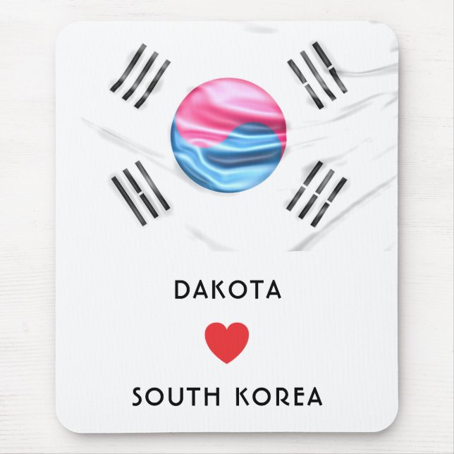 Custom I Heart Flag of South Korea Mouse Mat (Front)