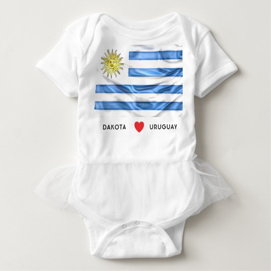 Custom I Heart Flag of Uruguay Baby Bodysuit