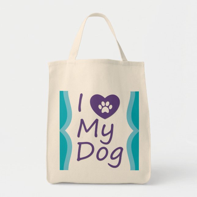 Custom "I Heart My Dog" Grocery Tote (Front)