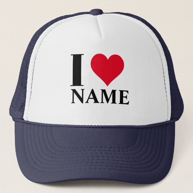 Custom I Heart Name Trucker Hat (Front)