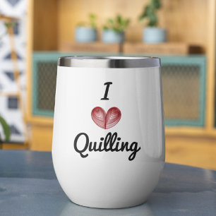 Custom I (heart) Quilling, White Beverage Tumbler