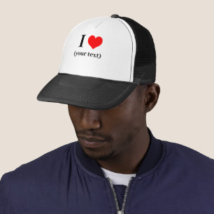 CUSTOM! I Heart Trucker Hat - White and Black