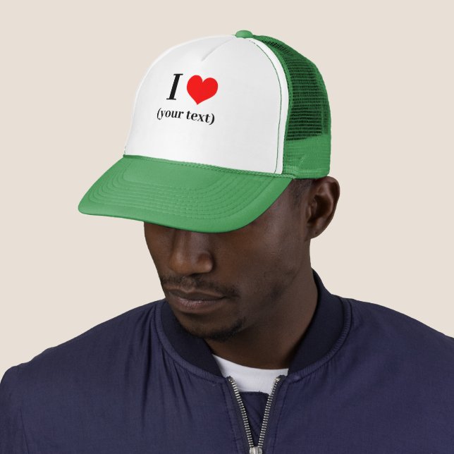 CUSTOM! I Heart Trucker Hat - White and Green (In Situ)