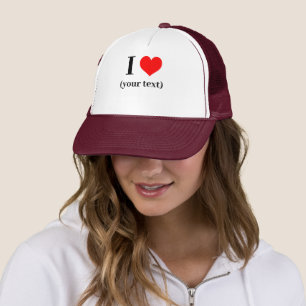 Custom! I Heart Trucker Hat - White and Maroon