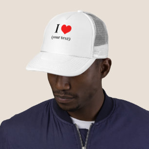CUSTOM! I Heart Trucker Hat - White and White