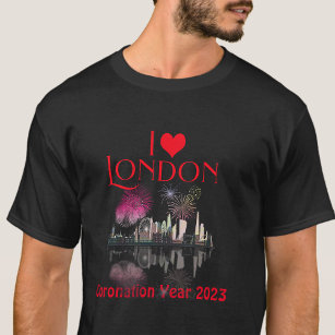 Custom I Love London Skyline Fireworks Souvenir T-Shirt