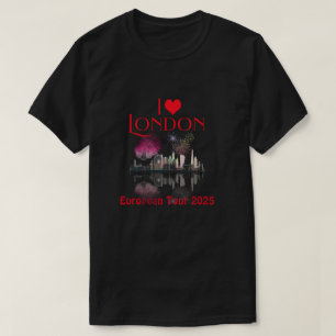 Custom I Love London UK Skyline Fireworks Souvenir T-Shirt
