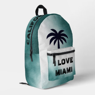 Custom I love Miami California Beach Blue Ocean Printed Backpack