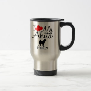 Custom I Love My Akita Travel Mug