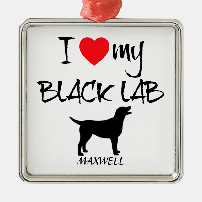 Custom I Love My Black Lab Metal Tree Decoration (Front)