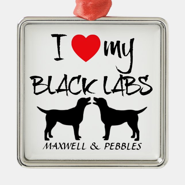 Custom I Love My Black Labs Metal Tree Decoration (Front)