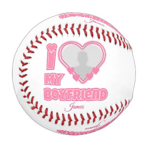 Custom I Love My Boyfriend – Add Photo & Name Baseball