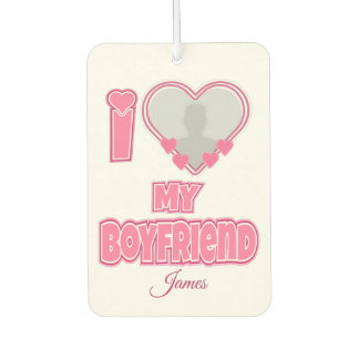 Custom I Love My Boyfriend – Add Photo & Name Car Air Freshener