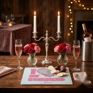 Custom I Love My Boyfriend – Add Photo & Name Cutting Board