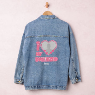Custom I Love My Boyfriend – Add Photo & Name Denim Jacket