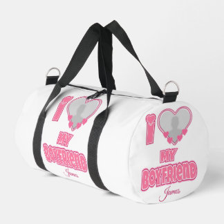 Custom I Love My Boyfriend – Add Photo & Name Duffle Bag