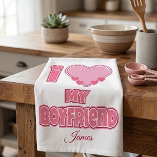 Custom I Love My Boyfriend – Add Photo & Name Hand Towel