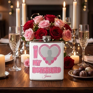 Custom I Love My Boyfriend – Add Photo & Name Hip Flask