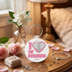Custom I Love My Boyfriend – Add Photo & Name Key Ring