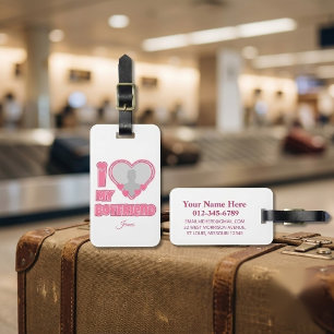Custom I Love My Boyfriend – Add Photo & Name Luggage Tag